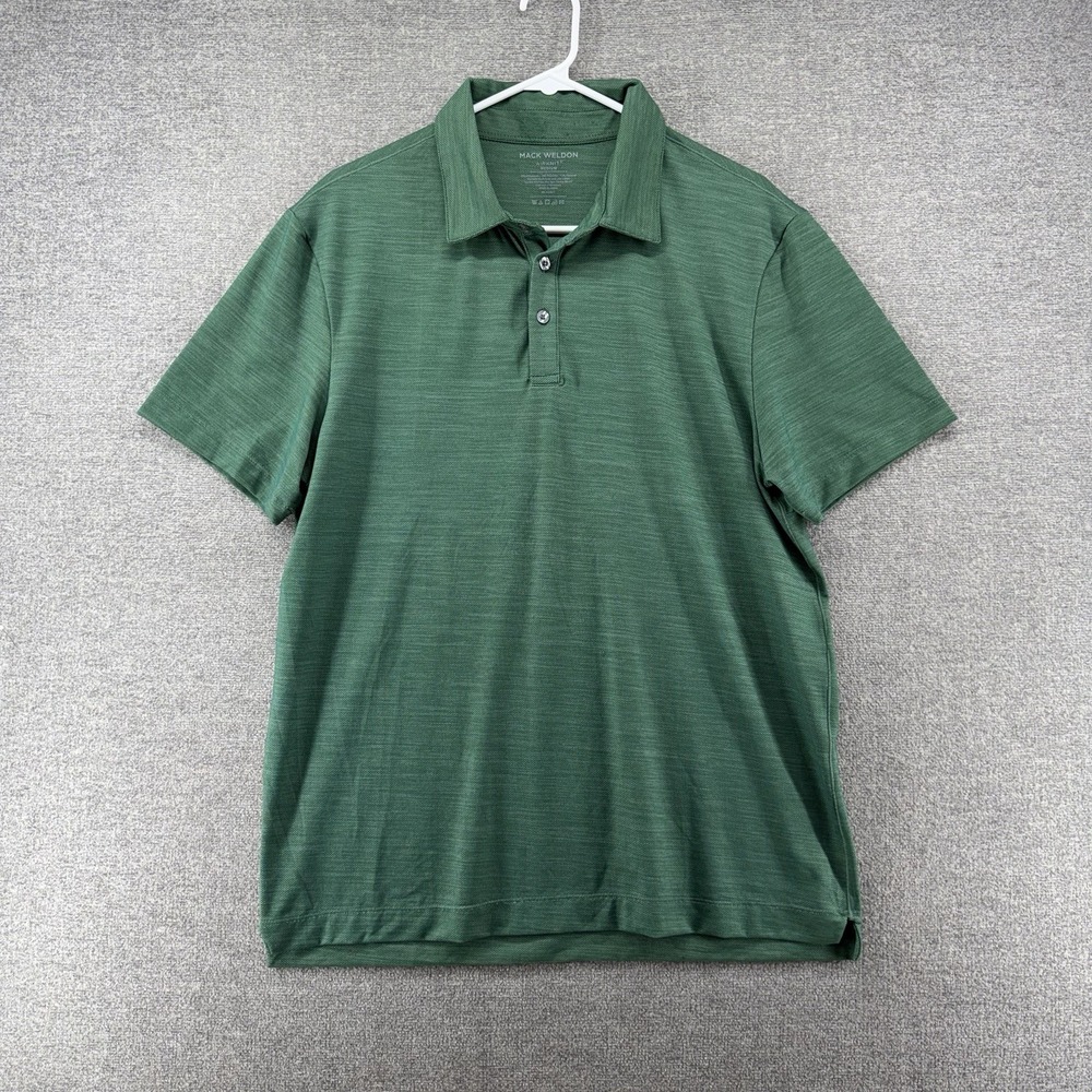 Mack Weldon Airknit Polo Shirt Men Size Medium Green Short Sleeve